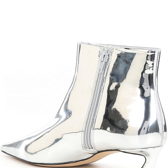 Gianni Bini Georgina Mirror Metallic Kitten Heel Booties Size 8 New - Picture 9 of 10